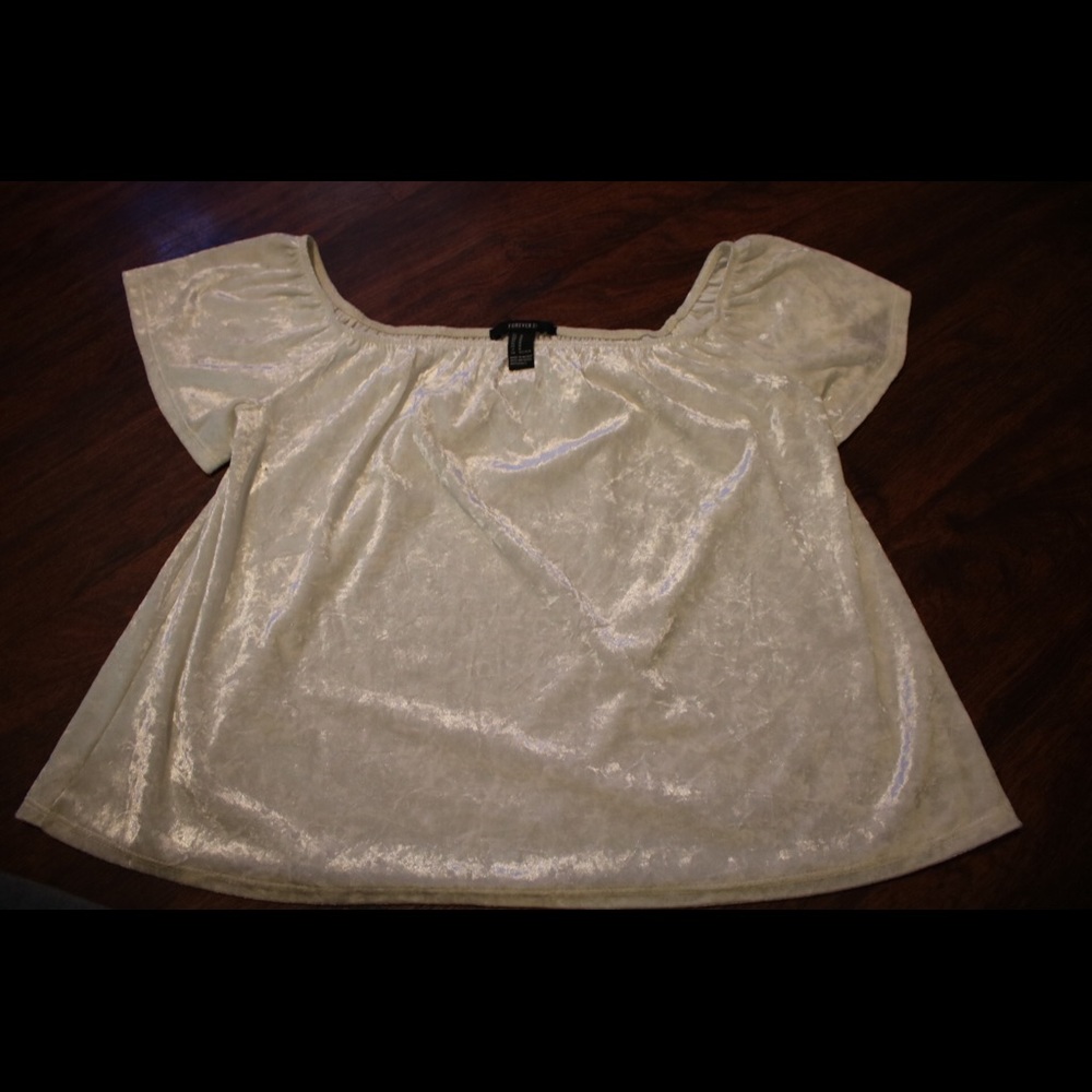 White velvet off the shoulder top from forever 21